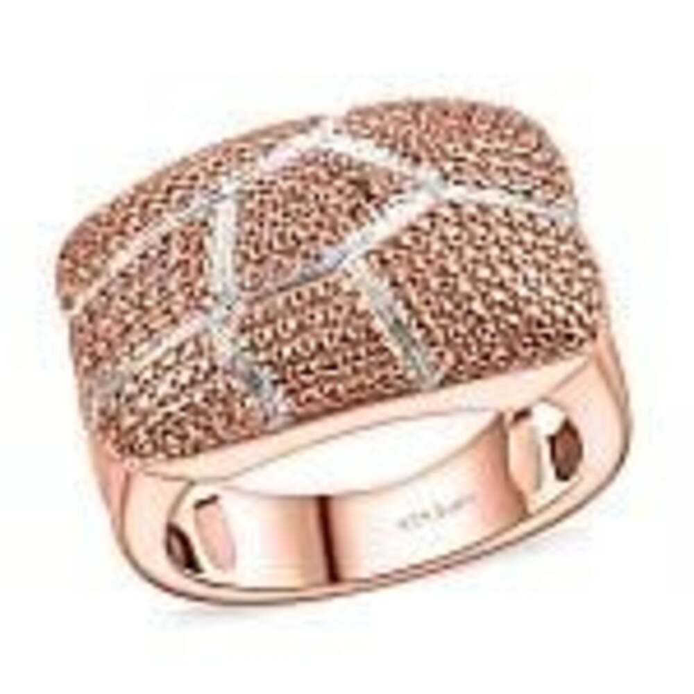 Natural Champagne Diamond Accent Ring in 18K Rose Gold over Sterling Silver